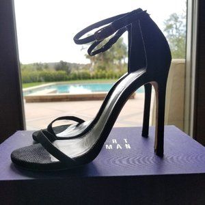 Black Stuart Weitzman Nudist 6 Goosebump 4.5" Heel